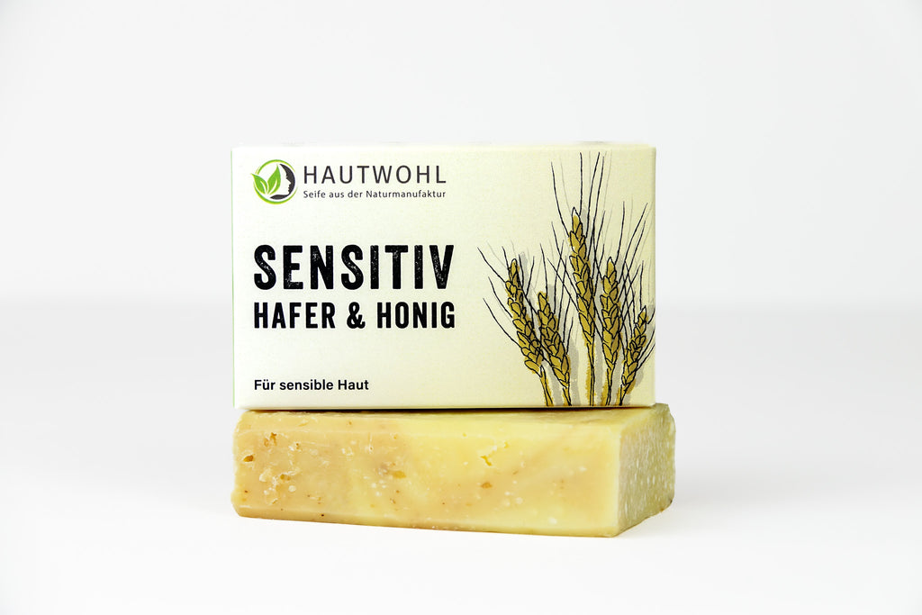 Verpackung der Sensitiv Naturseife mit Hafer und Honig für sensible Haut